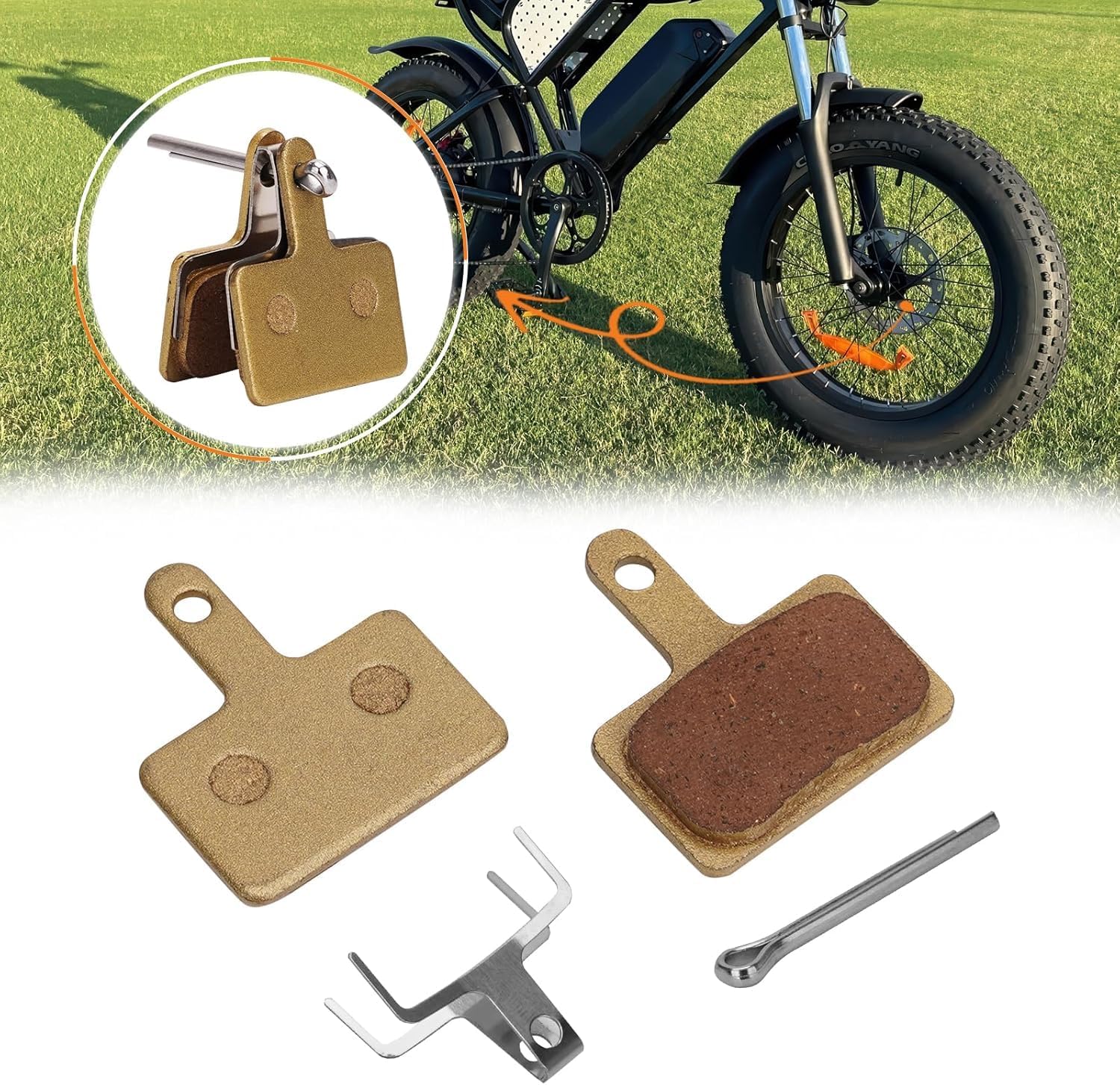 Front/Rear E-Bike Brake Pads, Semi-Metalic Bike Pad for Ridstar Q20 MINI / H20 / Q20 Lite Electric Bike, Accessories for Ridstar