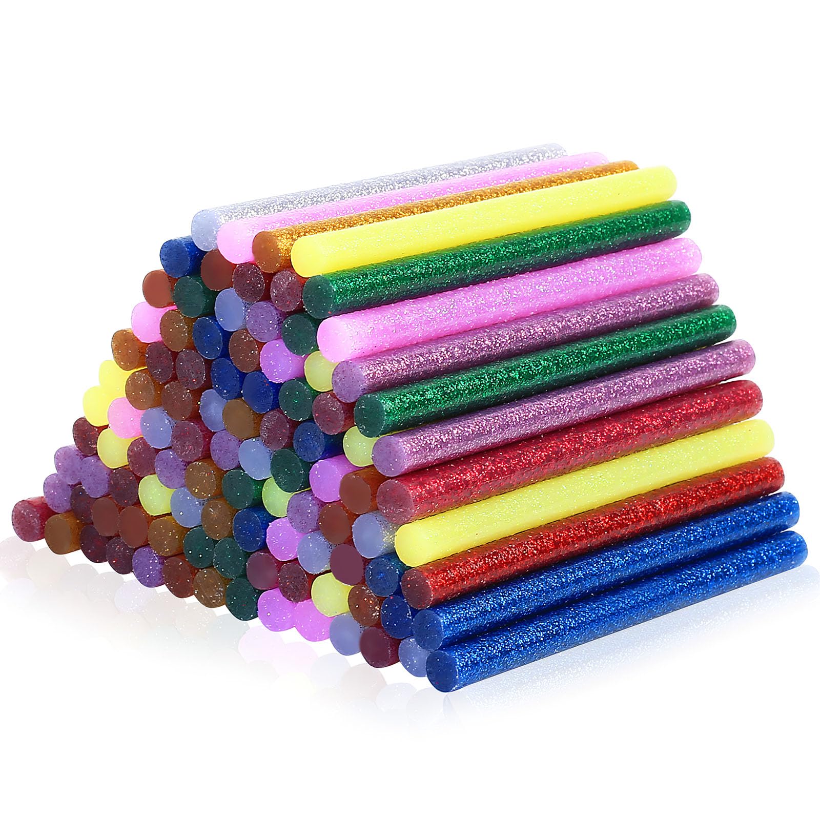 100 Pz Stick di Colla a Caldo Colorati 7mm, Multicolori Colla a Caldo Bastoncini per Pistola Colla a Caldo Ricariche, 7 mm x 100 mm Colla a Caldo Bastoni per Lavori Fai Da Te (10 Colori)