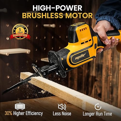 Miniatura 3 de Mellif Sierra recíproca inalámbrica de 20 V compatible con batería DeWalt de 20 V MAX (solo herramienta), motor sin escobillas, 3,000 SPM, longitud