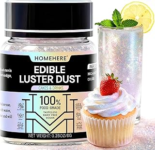 HomeHere Edible Luster Dust Food-Grade Glimmer Powder Glitter for Cake Decorating 8g, Edible Sprinkle Glitter for Cocktails Drinks Baking Candy Dessert Chocolate Vegan Tasteless