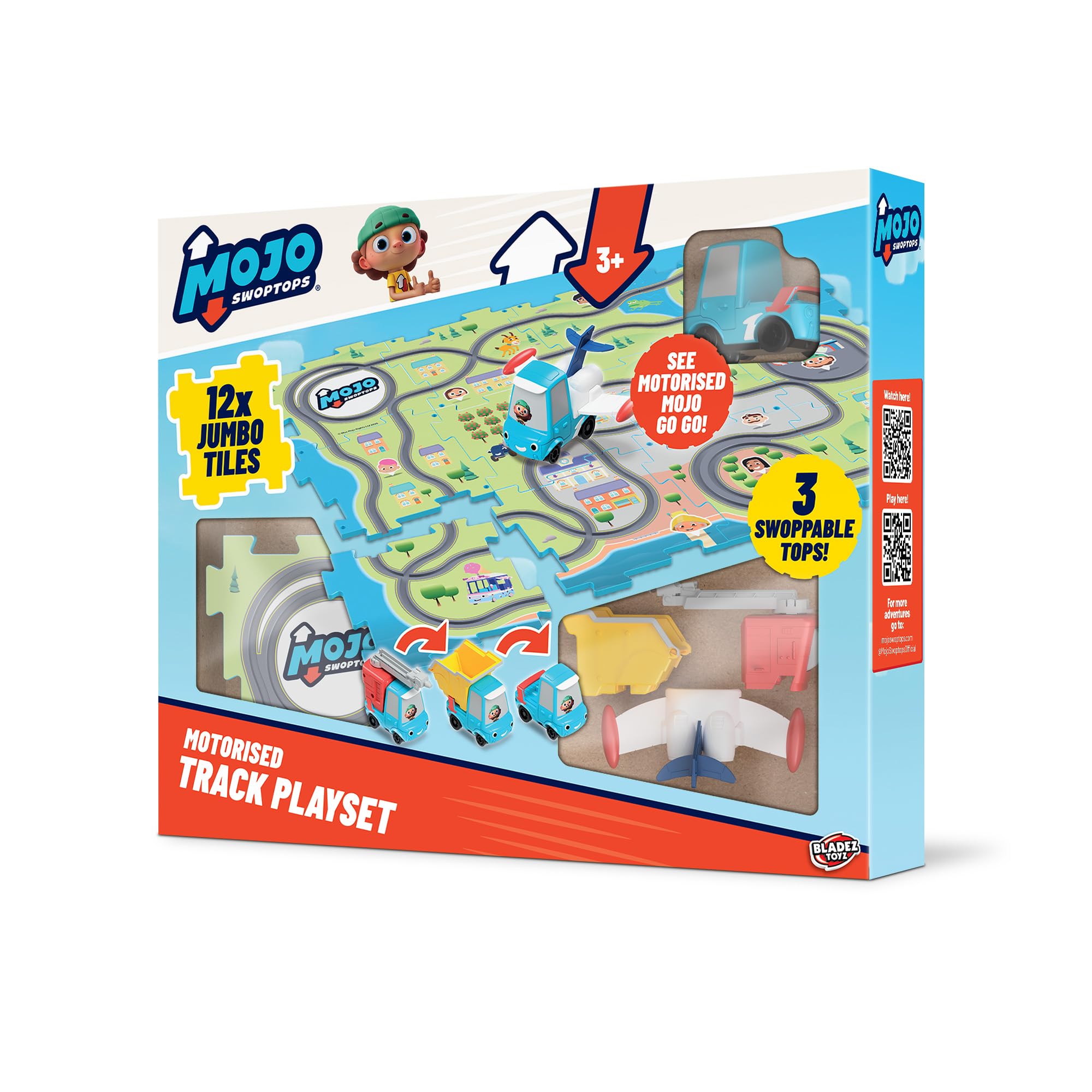 Mojo Swoptops Motorised Kids' Toy Vehicle Playsets – 12 Puzzle Tiles