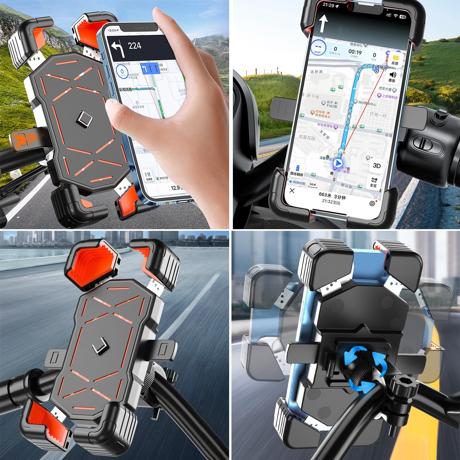 Montesy Cycling Phone Stand Bike Phone Holder Anti-vibrations Bike Phone Mount Stand Bike Handlebar Phone Mount Clip