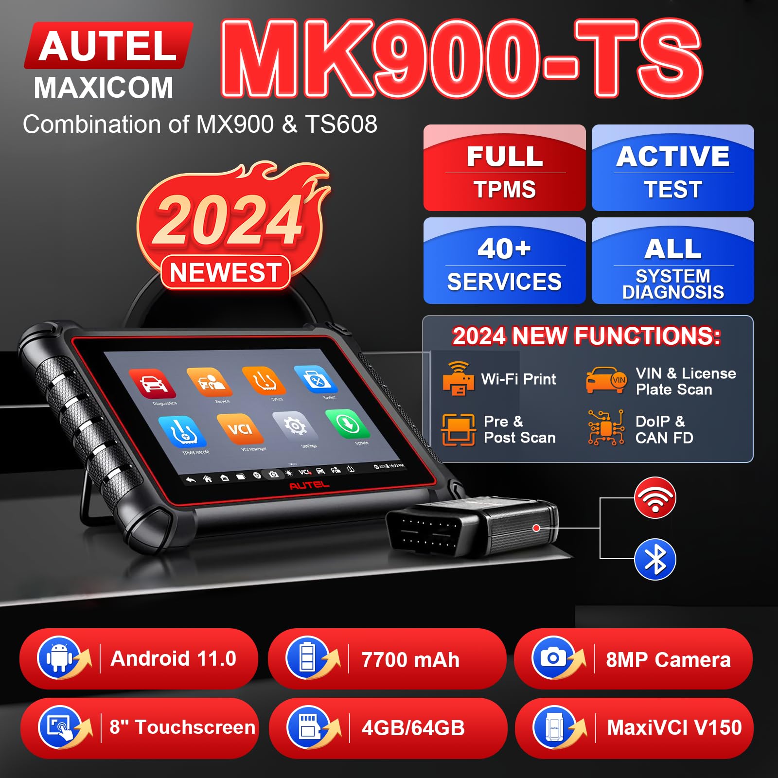 Amazon.co.jp: Autel Scanner MaxiCOM MK900-TS, 2025 Android 11 双方 