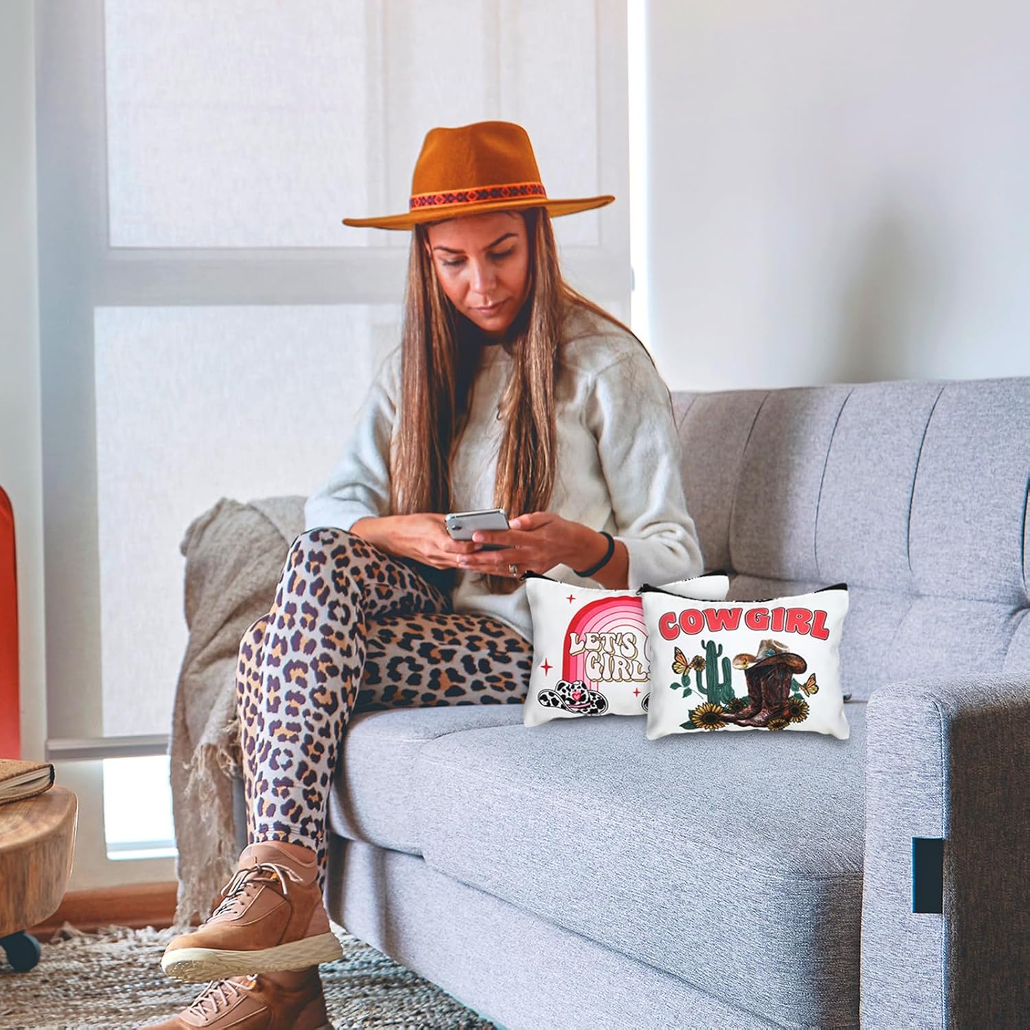 Reginary 18 Pcs Cowgirls Makeup Bag Disco Western Cosmetic Bag with Zippers Cowgirl Gifts Disco Party Favors Pouch for Women Girls Birthday Valentine's Stuff Supplies - Image 6