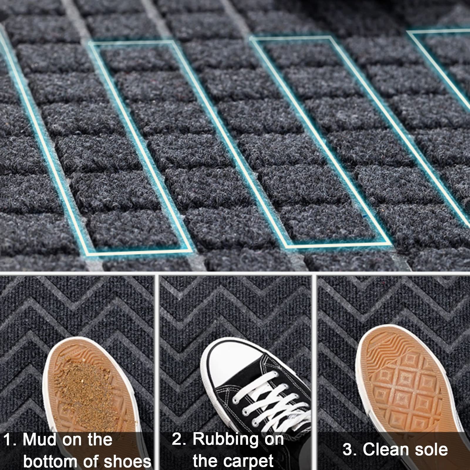 Außenmatten, rutschfeste Bodenmatte für den Eingangsbereich, schneidbarer, Flacher, farbechter Eingangsteppich für den Terrassengarten, individuelle Größe (Farbe: Grau, Größe: 90 x 180 cm)