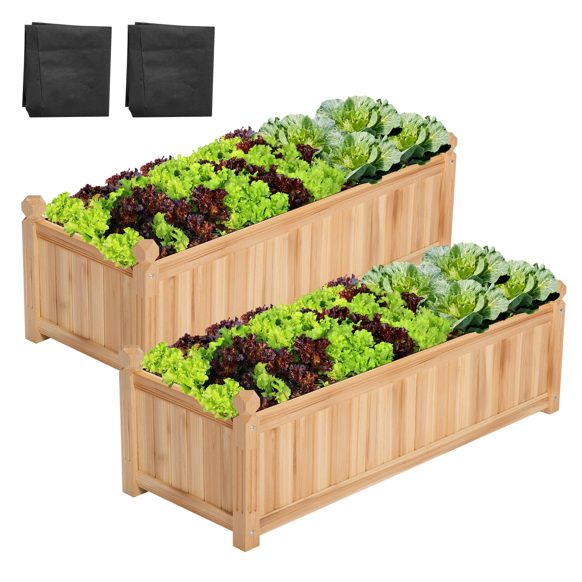 VIVOSUN 3.6 x 1.3Ft Wooden Raised Garden Bed