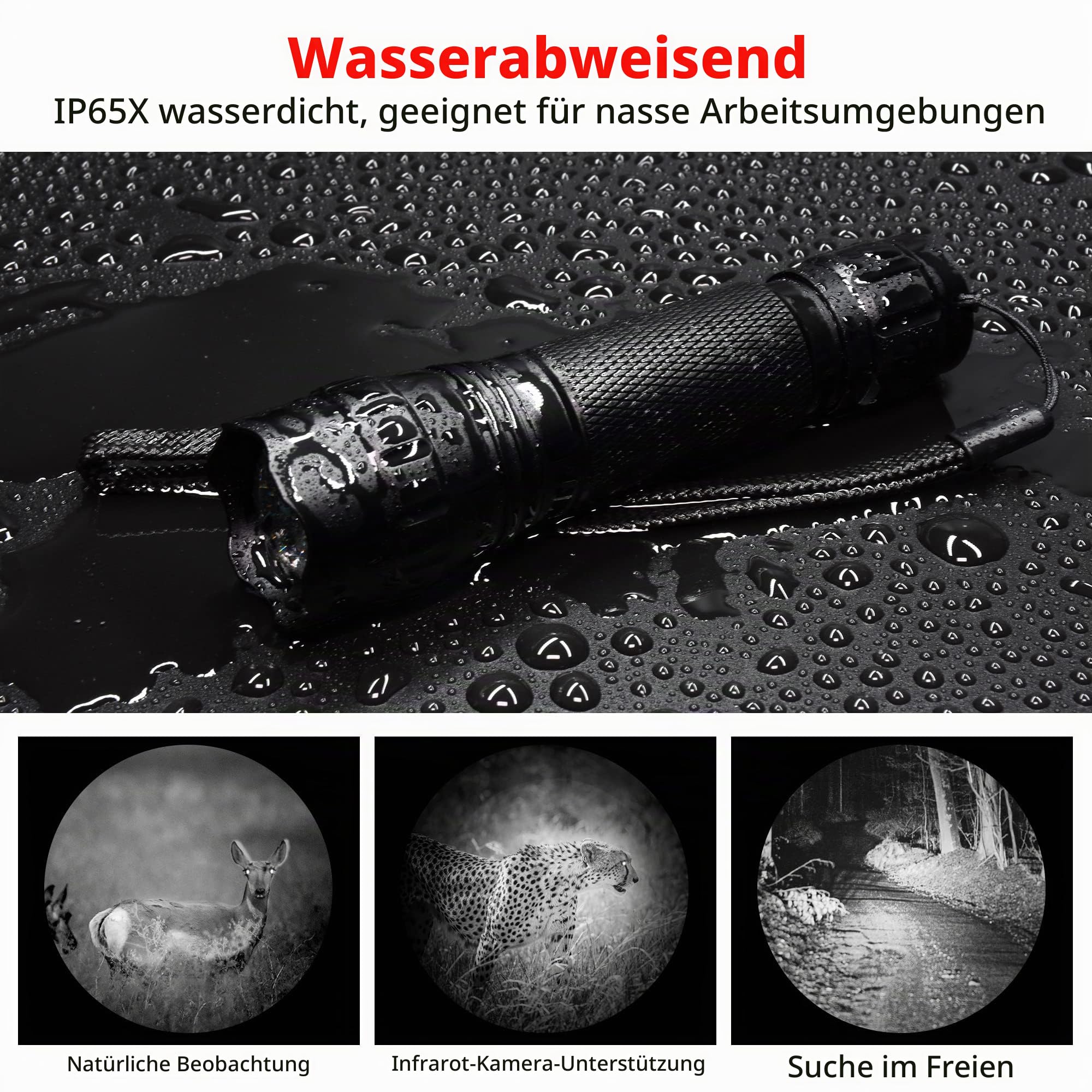 DARKBEAM Infrarot-Taschenlampe nachtsicht 940nm LED-Infrarot-Licht 10W | Arbeit für Nachtsichtgeräte, Zoombare Unsichtbare IR-Strahler mit Akku Wiederaufladbare für Jagd, Beobachtung, Rettung, 501BX