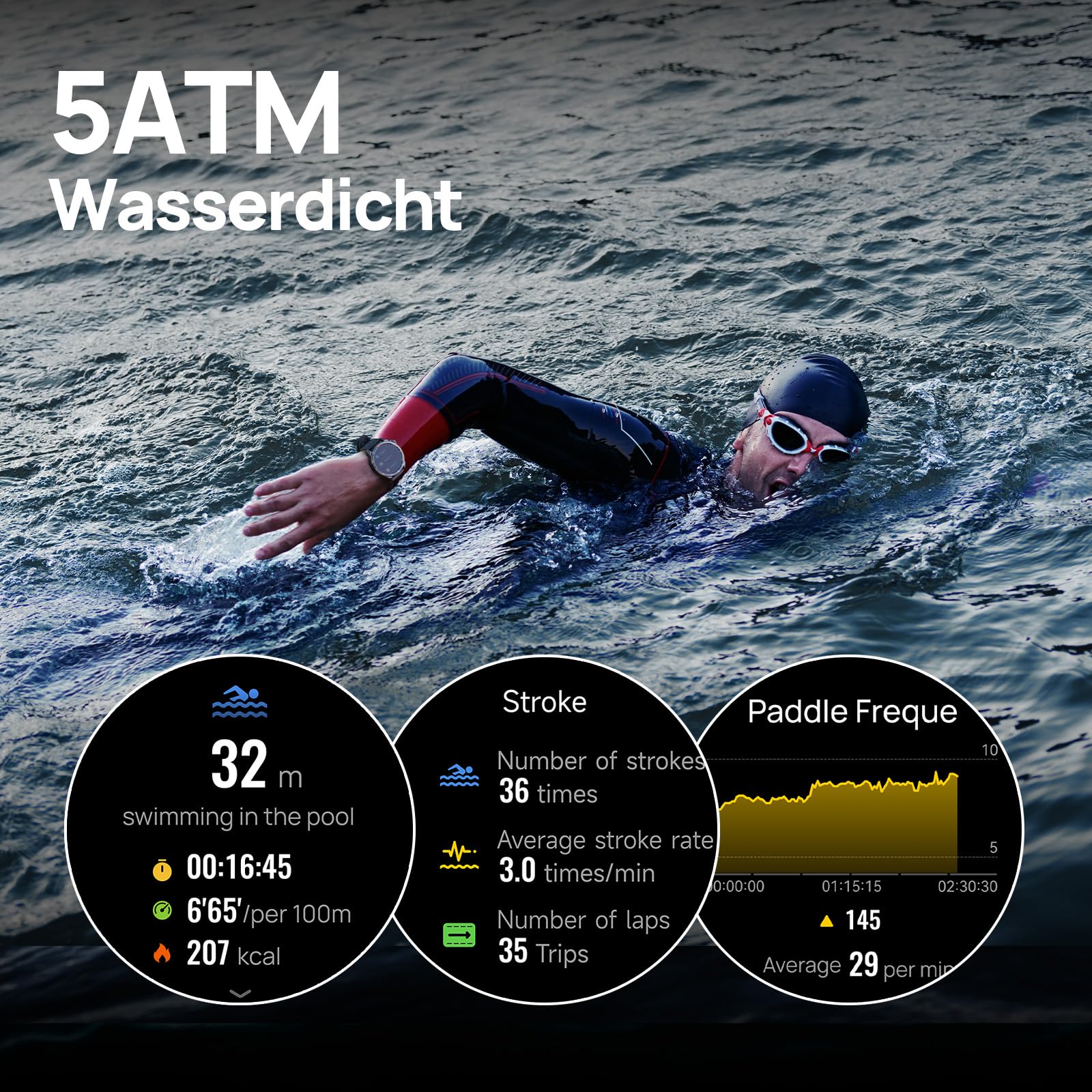 Mibro GS Pro2 GPS Smartwatch Herren, 20 Tage Akku, Coach-Laufplan | 1,43"AMOLED, Robustes Zifferblatt Edelstahl, Bluetooth-Anruf, 20 Tage Akku, 5ATM Wasserdicht, Padel, Läuft(Dunkelgrau)