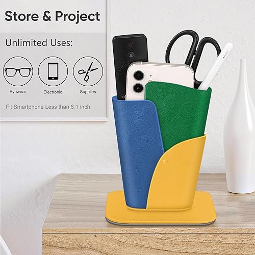 Vista 11 de Fintie Soporte para lentes: funda de cuero vegano antiarañazos para escritorio o mesita de noche, Marrón oscuro