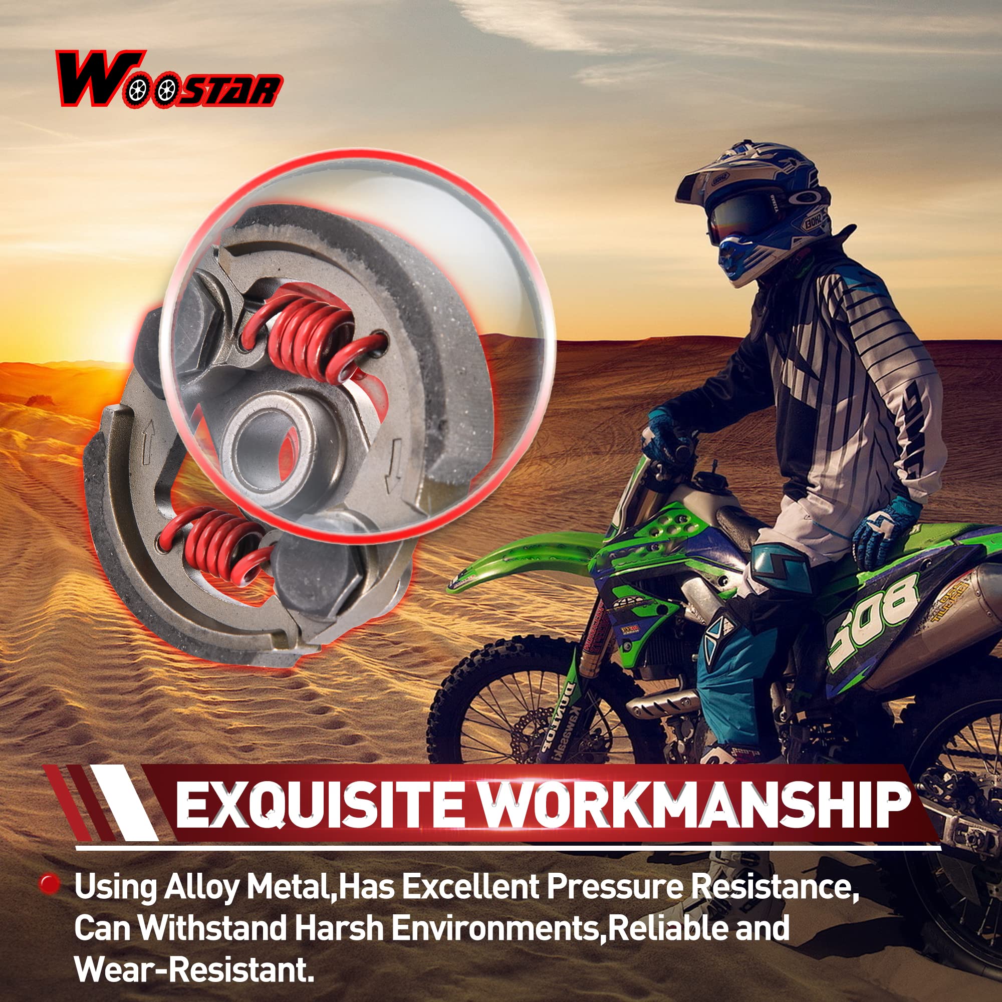 WOOSTAR Frizione Centrifuga con 2 Molle Sostituzione per 2 Tempi 43cc 49cc 50cc Motore CAG MTA1 MTA2 X1 X3 Gas Scooter Pocket Bike Dirt Pit Bike Mini Quad Rosso