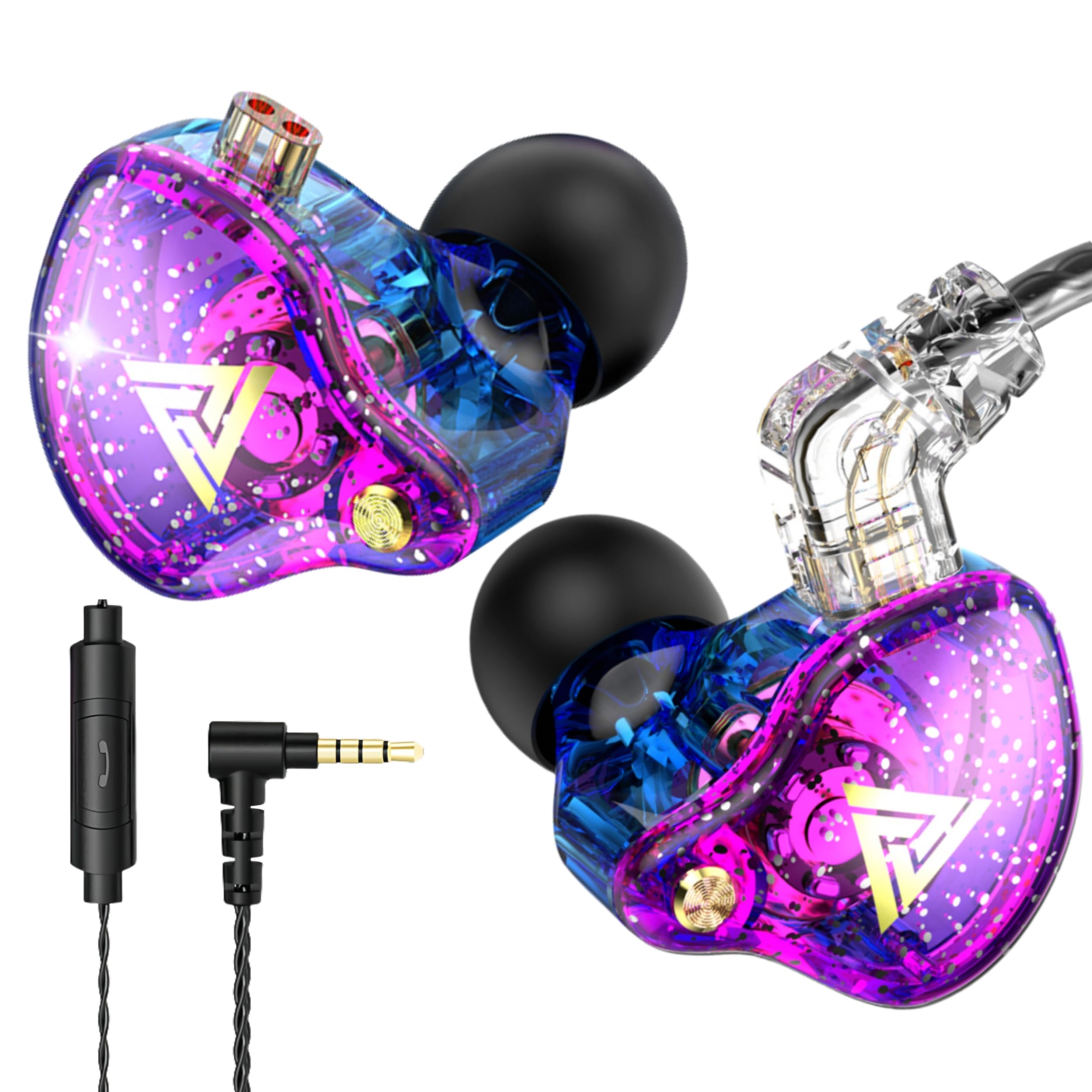 HJX QKZ AK6 Pro Wired IEM for Gaming Earbuds with MIC, in Ear Monitor Headphones, Deep Bass Sound, 1DD 10mm Dynamic Driver, IEM for Music Video