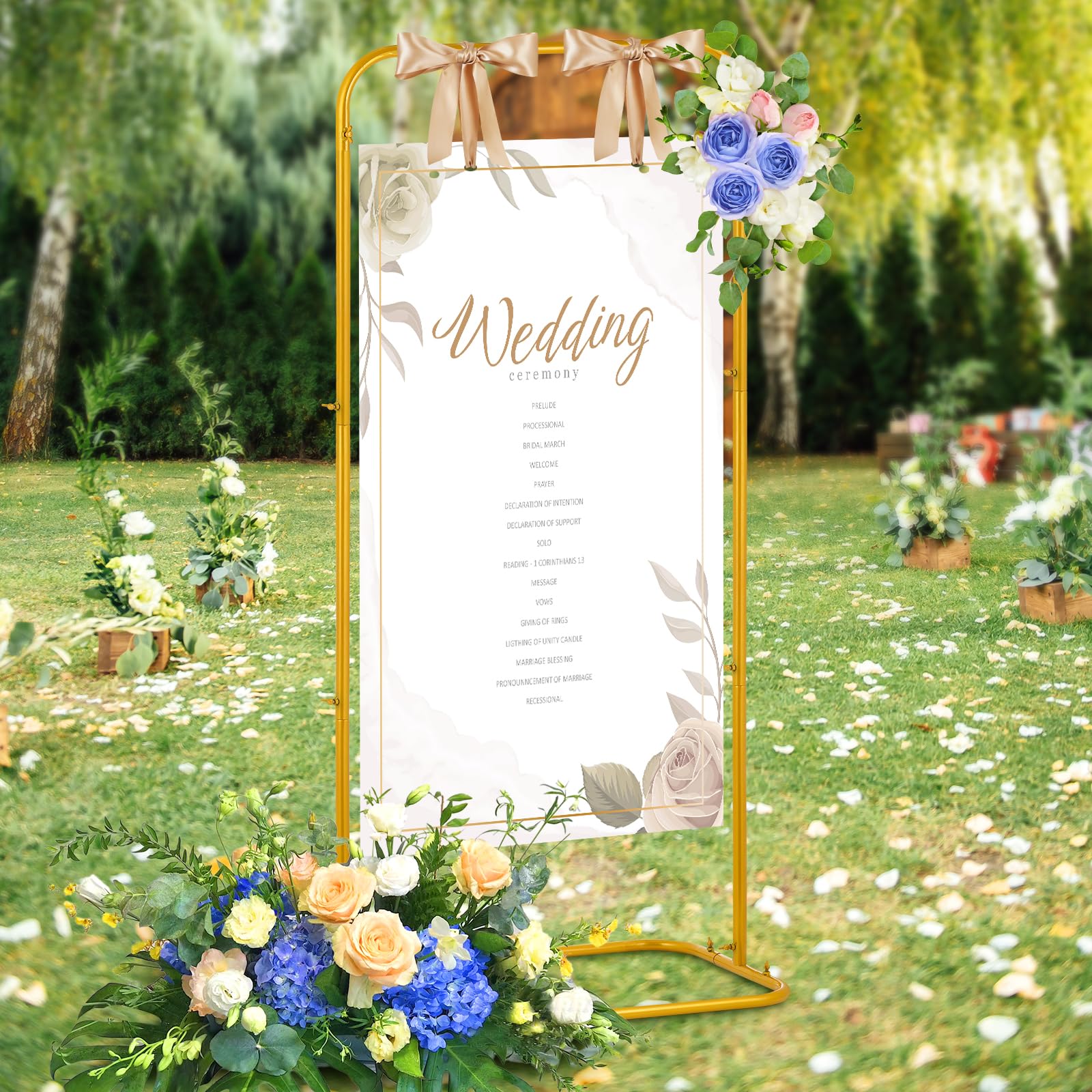 Support D'affiche Mariage Réglable - Panneau Bienvenue, Tableau Sièges, Métal Noir, 73x53x123 Cm
