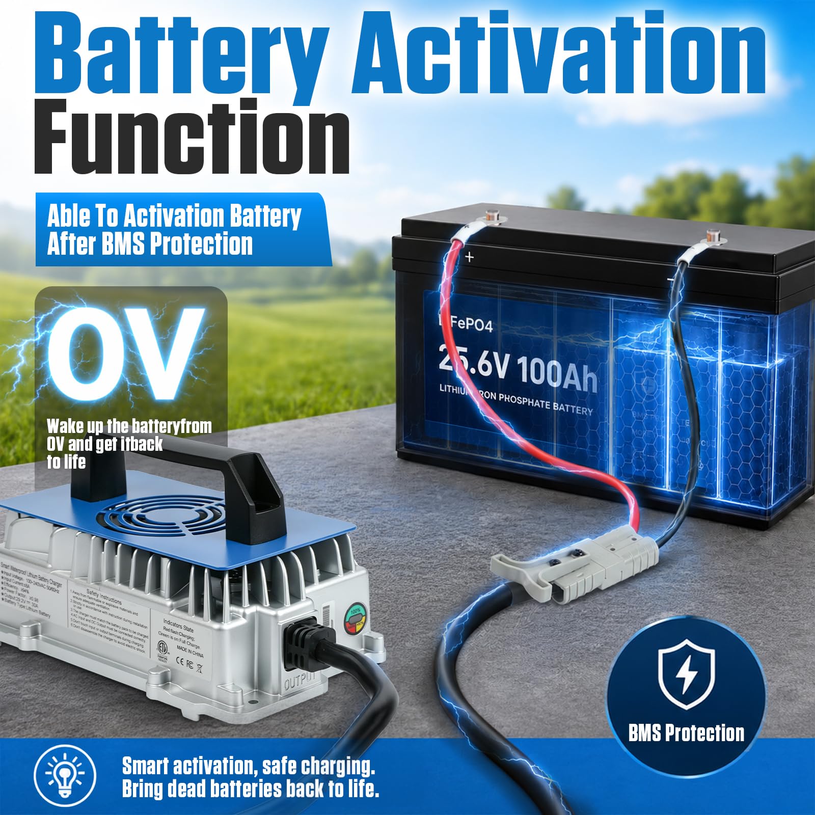 KAISAL LiFePO4 ładowarka 29,2 V 30 A LiFePO4 ładowarka do baterii litowej 24 V/25,6 V, 0 V aktywowana bateria LiFePO4, wodoszczelność IP67, 24 V LiFePO4 ładowarka do kamperów, łodzi, solarnych