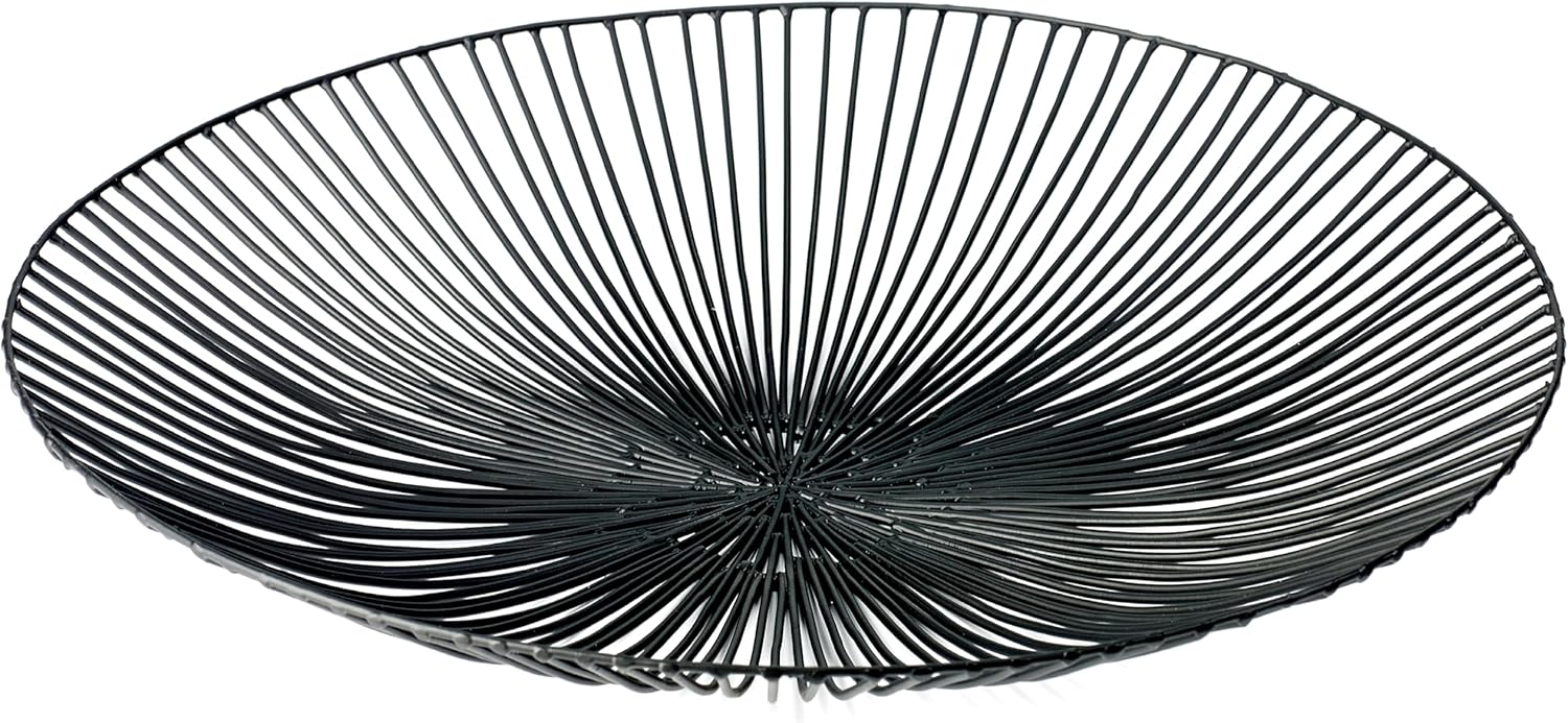 Serax Home Decor Fruit Bowl | Metal sculptures interior accessories by Antonino Sciortino | Oval Iron Kitchen Basket | Modern House Decor or Kitchen Storage for Counter and Table (low, black)
