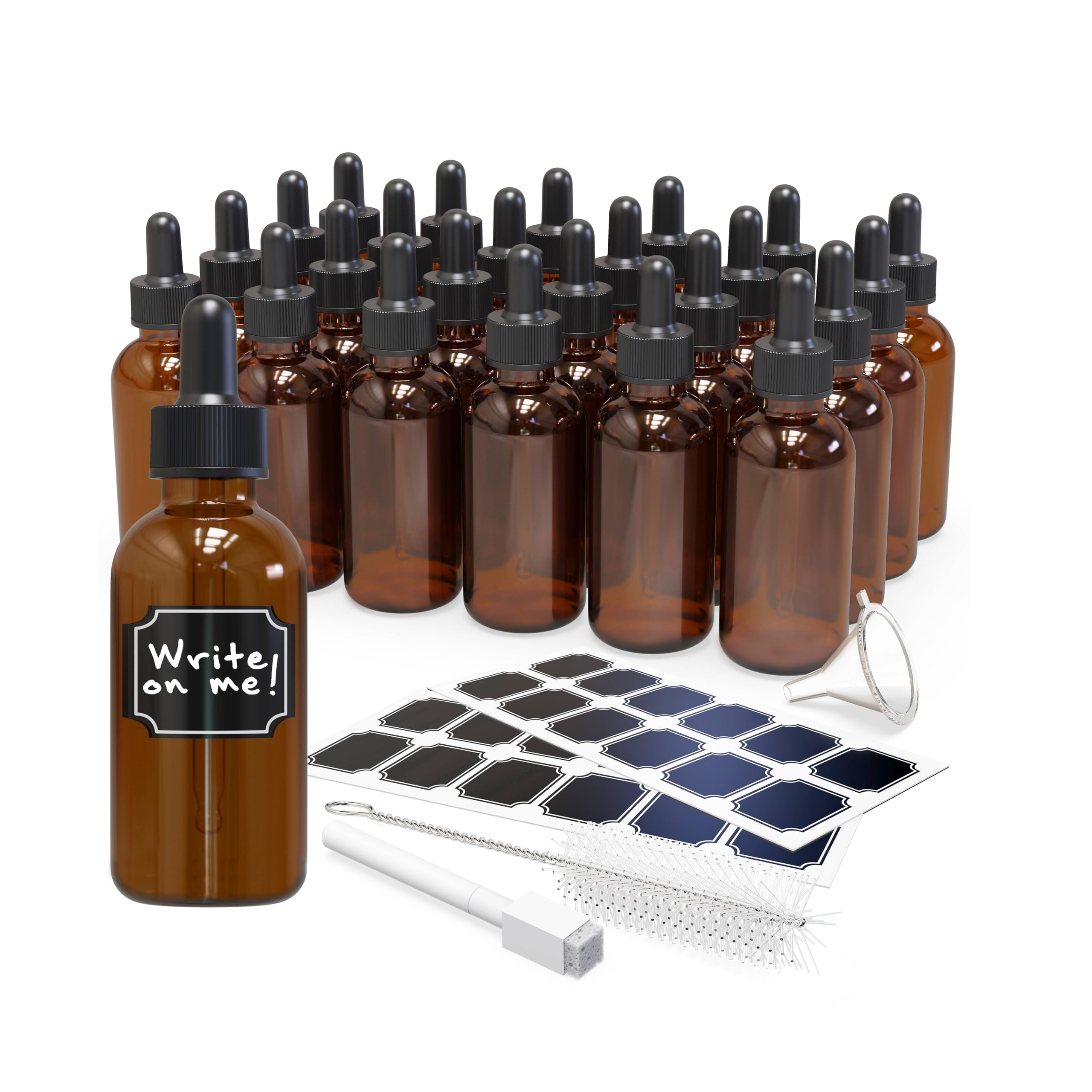 Nevlers 24-Pack 2oz Amber Glass Dropper Bottles