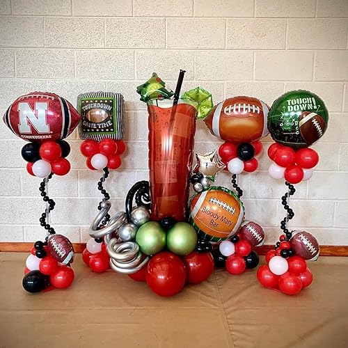 Miniatura 10 de Globos de rugby, globos de fútbol de 18 pulgadas, globos de retoque para portón trasero, día de juego, suministros temáticos de rugby, decoraciones