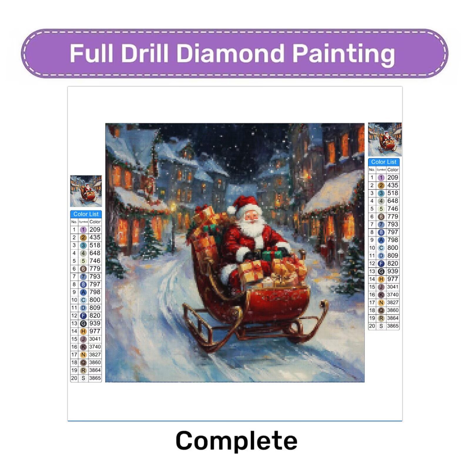 Diamentowa sztuka na Boże Narodzenie, 5D DIY Street Diamond Painting Mozaika Zestawy dla dorosłych początkujących, pełne kwadratowe wiertło, klejnot, kryształ, cekiny, sztuka do dekoracji ścian domu