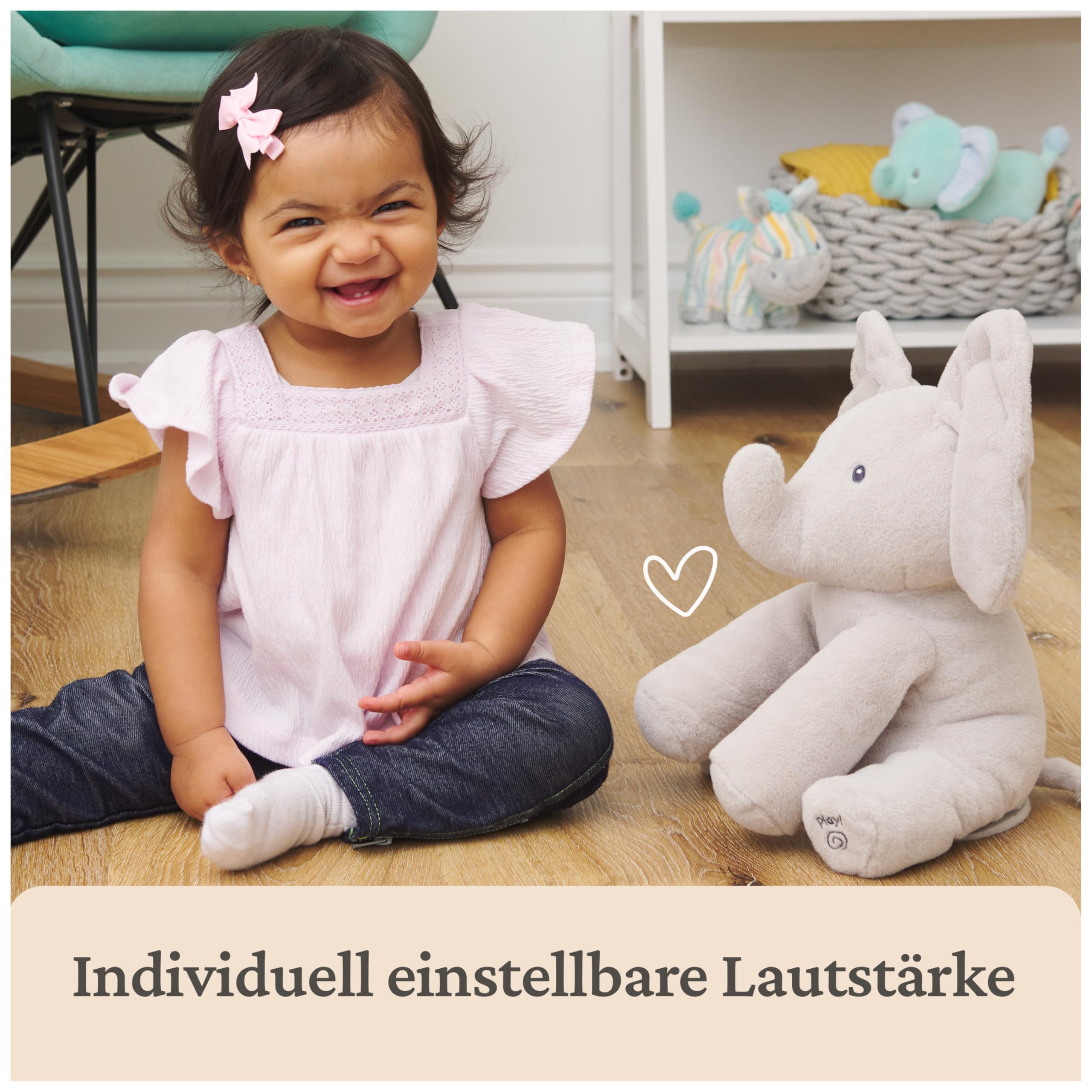 GUND Flappy, der singende und sprechende Elefant spielt Guck-Guck mit den Ohren - deutsch, ca. 30 cm