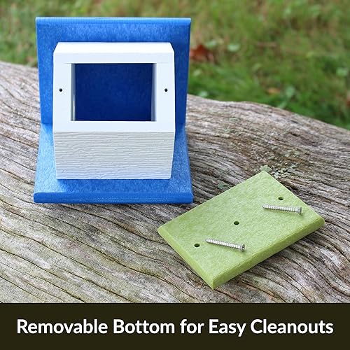 Miniatura 5 de HomePro Garden Casa de Wren Colgante Casa de pájaros de madera polivinílica azul y verde brillante