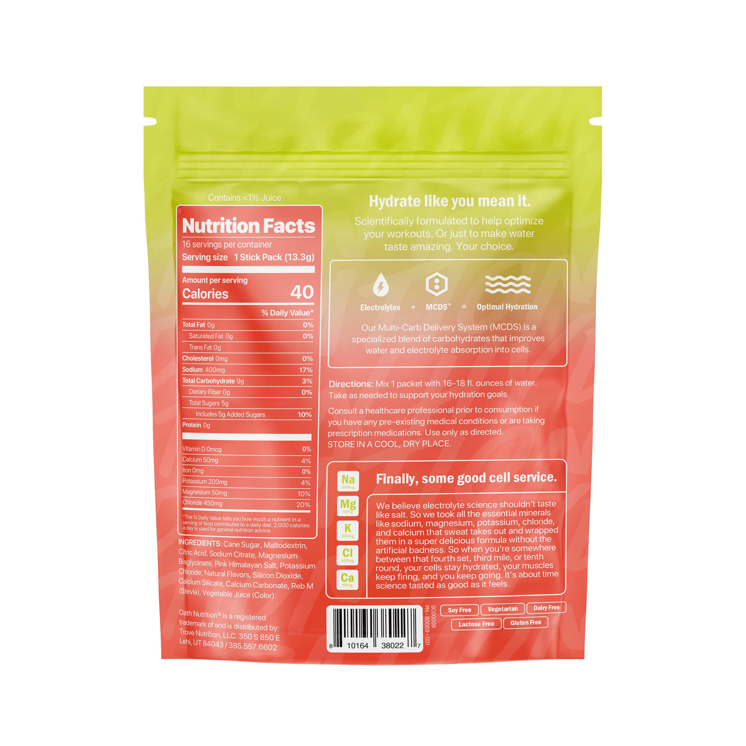 Oath Nutrition Hydration Electrolyte Powder, Complete Electrolyte Blend for Rapid Hydration and Muscle Support, 16 Single-Serve Packets, Strawberry Key Lime — Amazon image 2