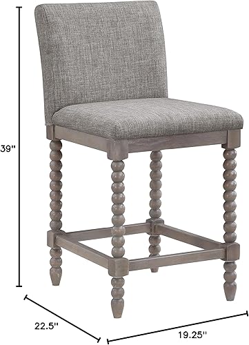 Miniatura 11 de OSP Home Furnishings Abbott - Taburete de mostrador con asiento acolchado de resorte y base gris cepillado, tela gris paloma