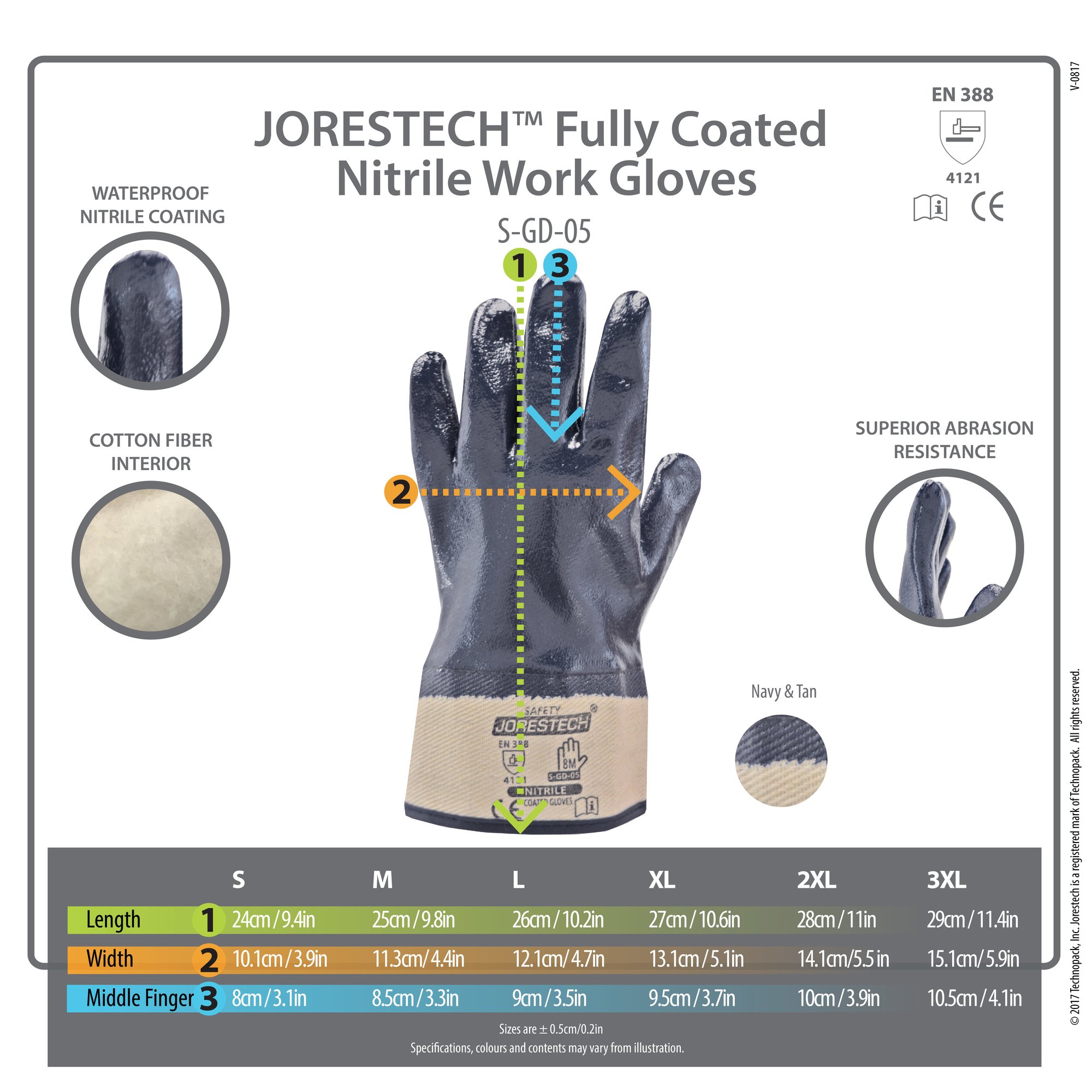 JORESTECH Guantes de trabajo de punto con revestimiento de nitrilo, protección de manos de PPE (grande), paquete de 12