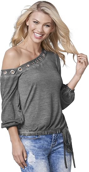 Venus Women's One Shoulder Grommet Top 