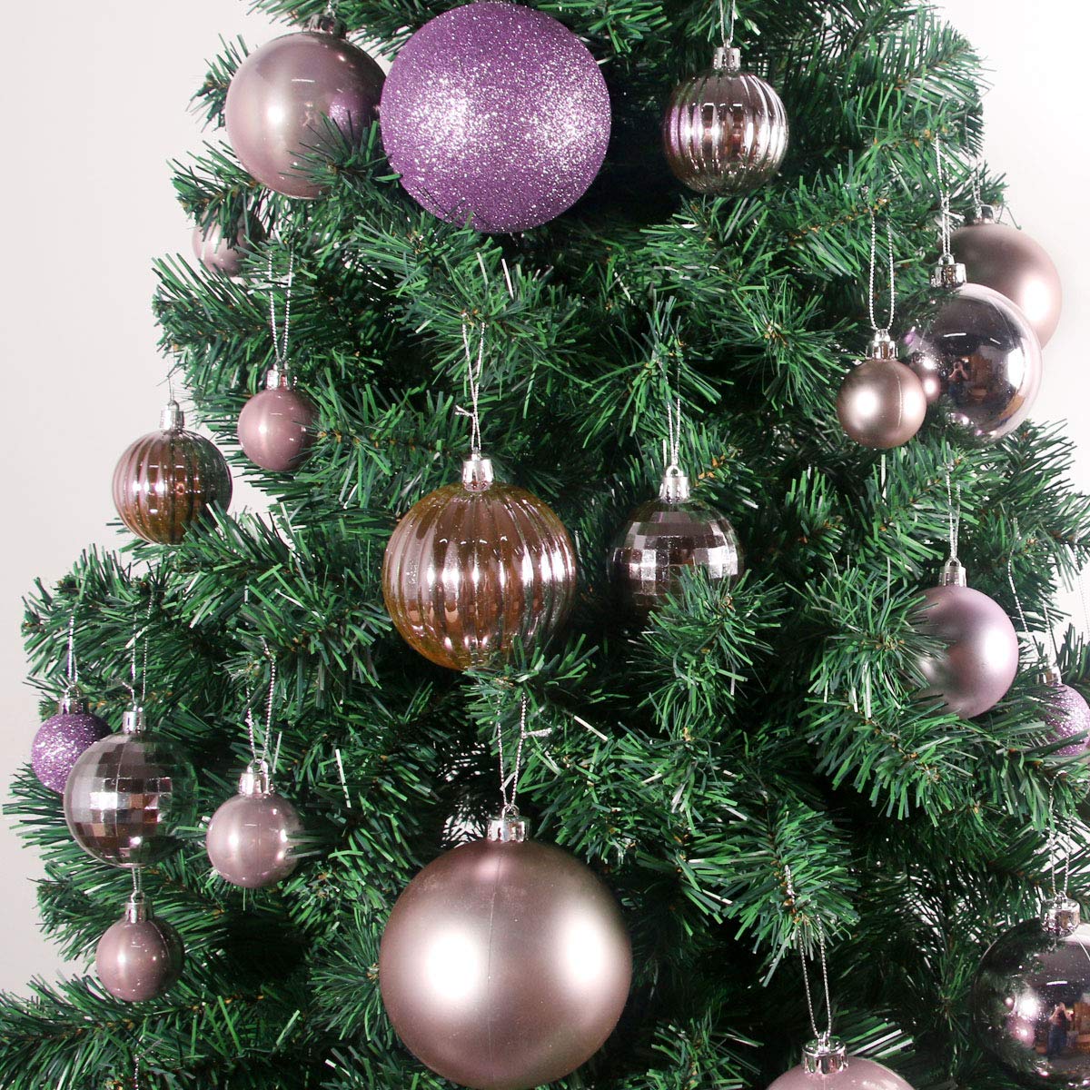 Lot de 24 grandes boules de Noël incassables à suspendre pour anniversaire, Halloween, vacances, mariage (violet lavande) - 8,1 cm