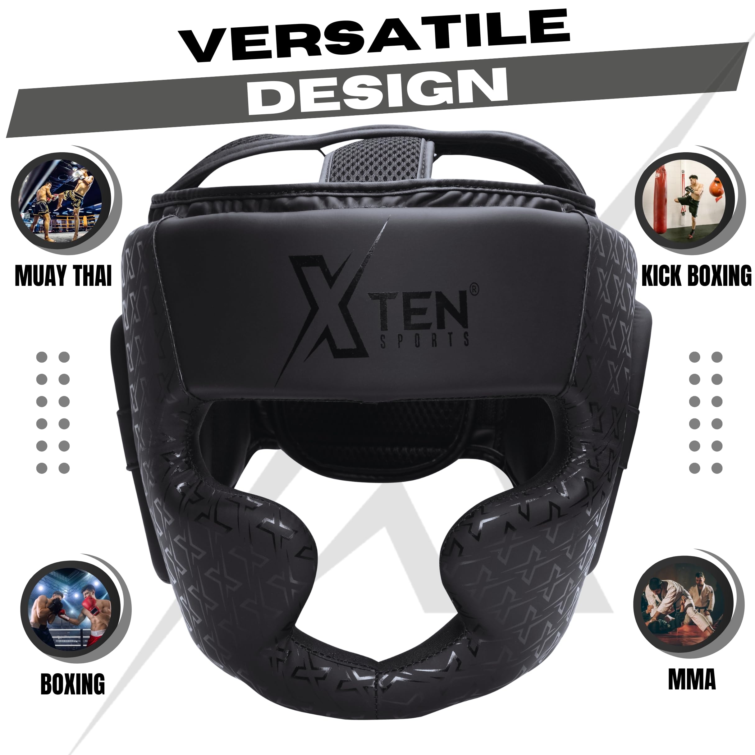 Caschetto per boxe, MMA, regolabile, imbottito, protezione per guance, fronte e orecchie, muay thai, kickboxing, sparring, arti marziali, karate, taekwondo