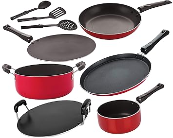 Nirlon Non-Stick Coated Dishwasher Safe Cookware Utensil Combo Gift Set Offer with Spoon [2.6mm_FT12_CT_SPB_RT_Cass20_TP24_3SPN]