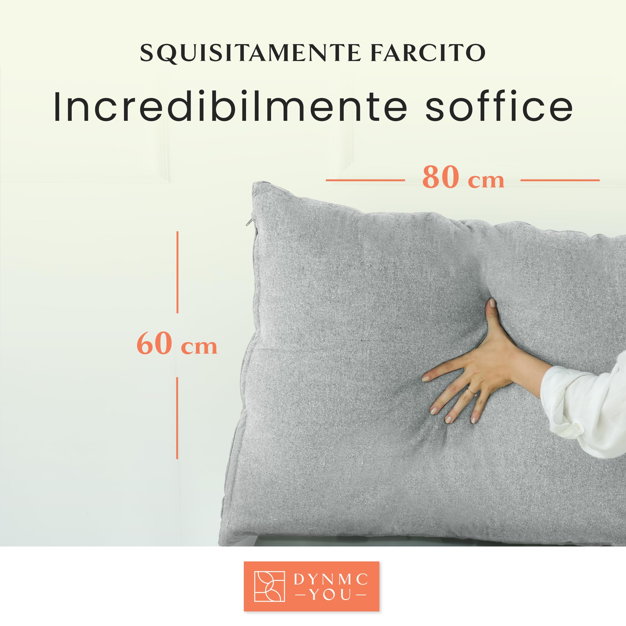 DYNMC you Set Di Cuscini Per Divano Grande, Morbido Rivestimento in Cotone, OEKO-TEX - Confortevole Cuscino Decorativo, Media Durezza (40, Centimetri, 70, Centimetri, Grigio)