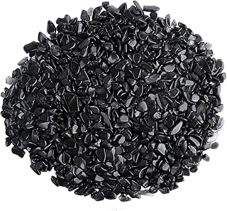 Top Plaza Natural Black Obsidian Tumbled Chips Crushed Stones Reiki Healing Quartz Crystals Irregular Shaped Gemstones - 0.45lb