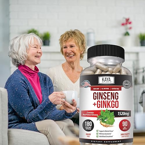 Miniatura 8 de Kaya Naturals Red Panax Ginseng + Ginkgo Biloba - Suplemento cerebral nootrópico - Apoyo cognitivo y de concentración - Suplemento de refuerzo