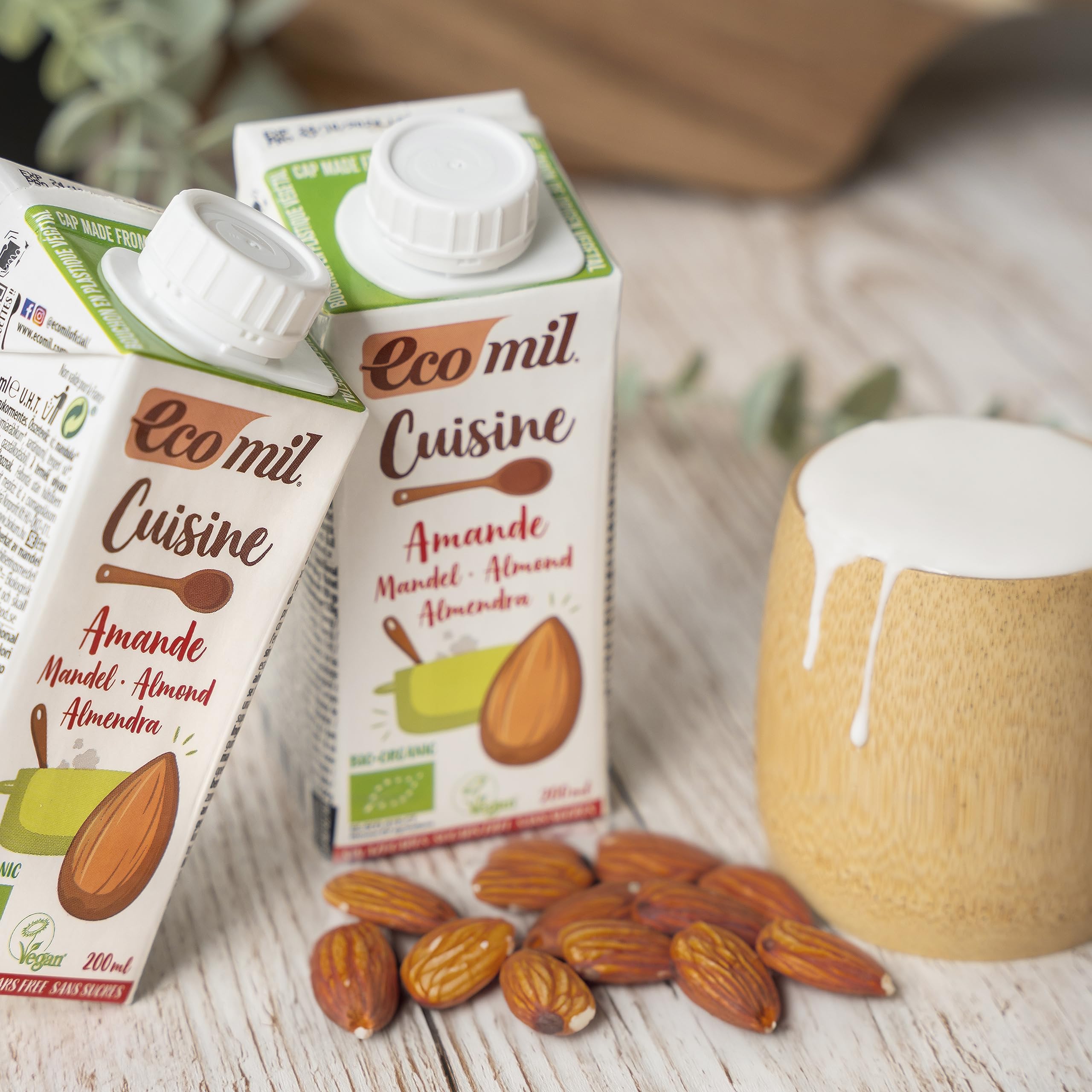 ECOMIL Cousine Almond Nature Crema de Almendras Para Cocinar 12 x 200 ml