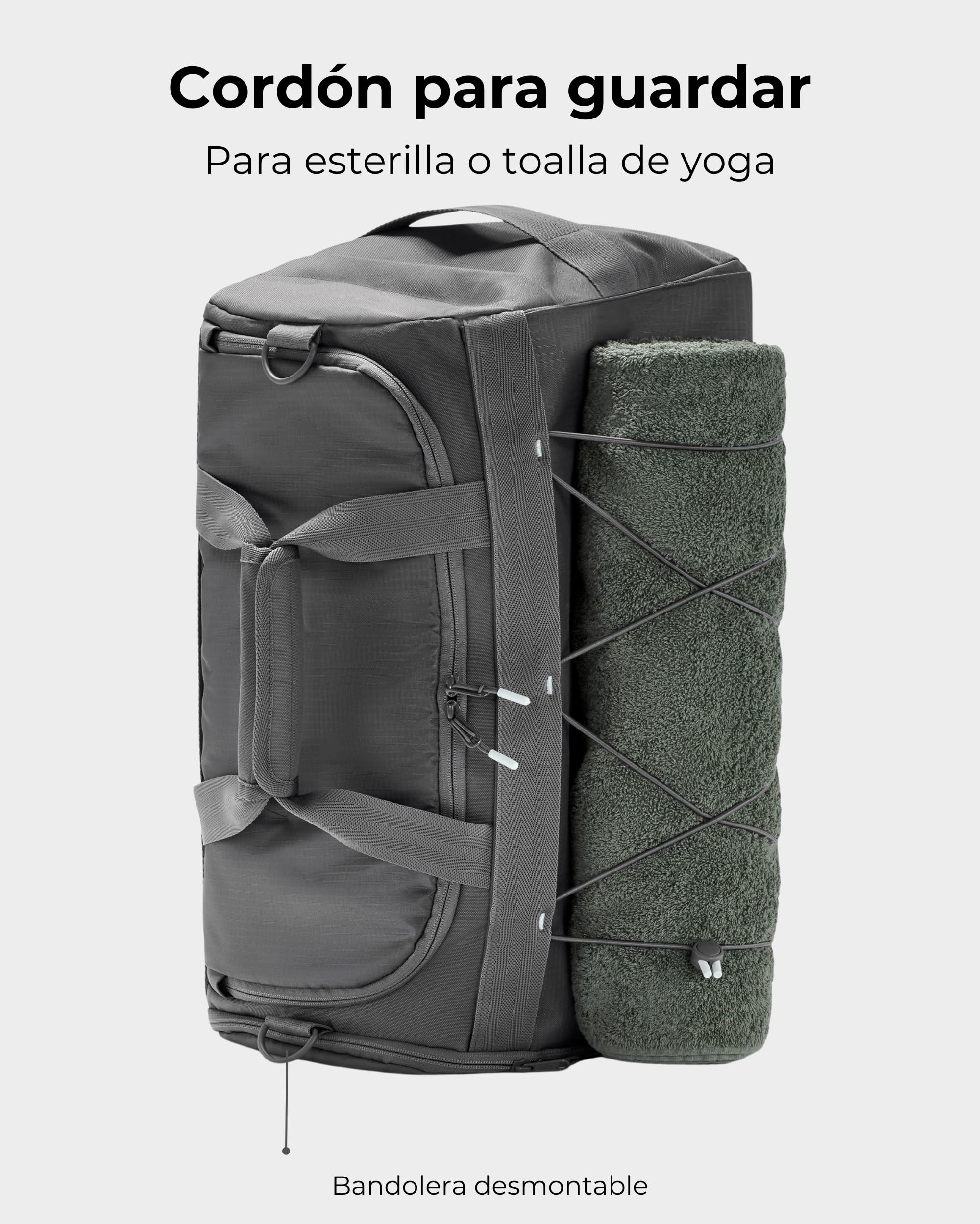 Johnny Urban Bolsa Deporte Hombre Mujer Gris - Shawn - Mochila Gimnasio 2 en 1 - Bolsa de Viaje con Compartimento para Zapatos - Ligero & Repelente al Agua