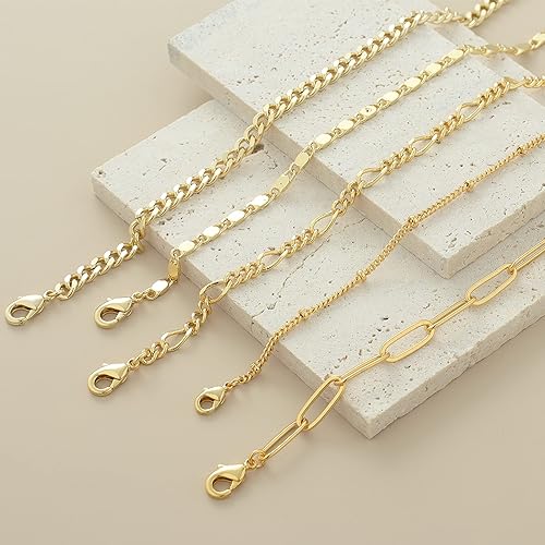 Miniatura 6 de Gold Anklts for Women,14k Gold Plated Ankle Bracelets for Women, Waterproof Layered Cuban Figaro Link Chain Anklets Set Gold Anklets Jewelry Gift