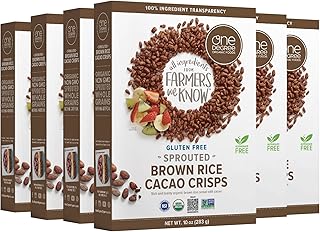 One Degree Organic Foods Sprouted Brown Rice Cacao Crisps, USDA Organic,...