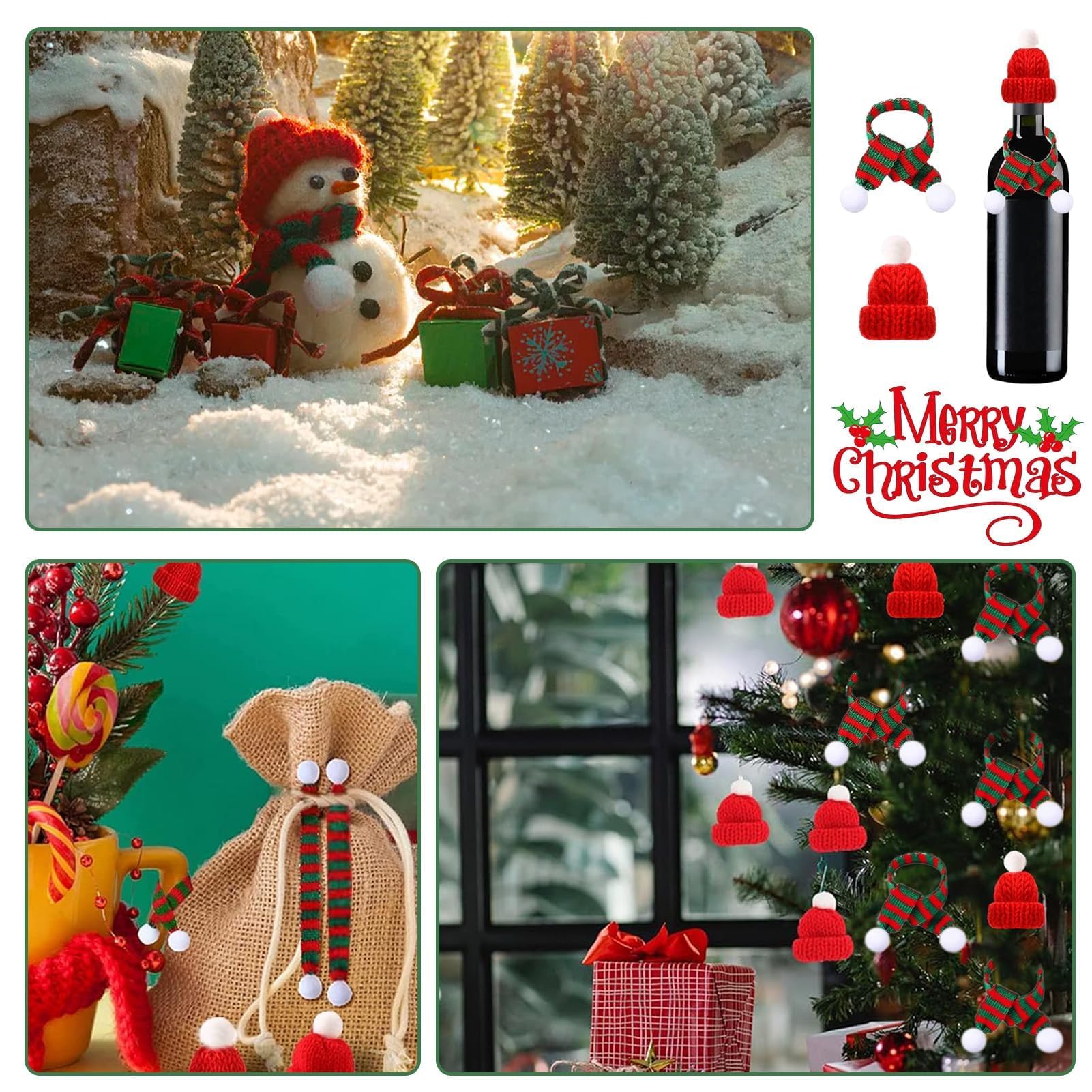 16 Mini-chapeaux De Père Noël En Tricot Et 16 Chapeaux De Noel En Plastique Noir~p135394632