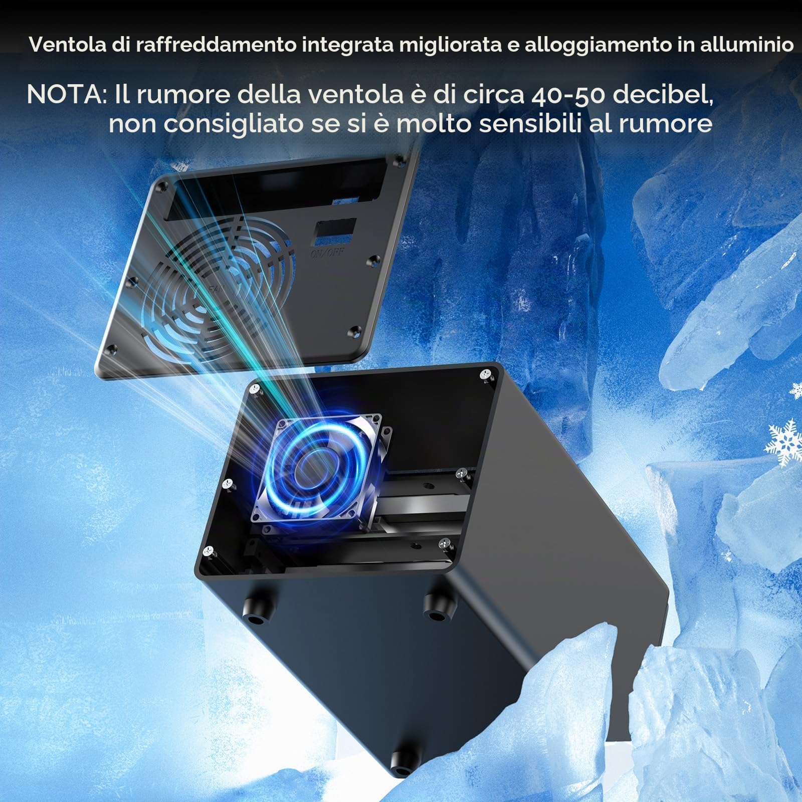 Case Hard Disk RAID ibrida 2*3,5 HDD+3*M.2 con Ventola per HDD/SSD SATA da 2,5/3,5", USB3.2 Gen2 10Gbps Supporto Case NVMe 2230/42/60/80/110 SSD con capacità di 68TB (2*22TB HDD+3*8TB M.2 SSD)
