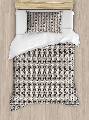 Lunarable Mid Century Modern Duvet Cover Set, Continuous Pattern of Cups in Neutral Tones, Decorative 2 Piece Bedding Set with 1 Pillow Sham, Twin Lunarable Mid Century Modern Duvet Cover Set, Continuous Pattern of Cups in Neutral Tones, Decorative 2 Piece Bedding Set with 1 Pillow Sham, Twin