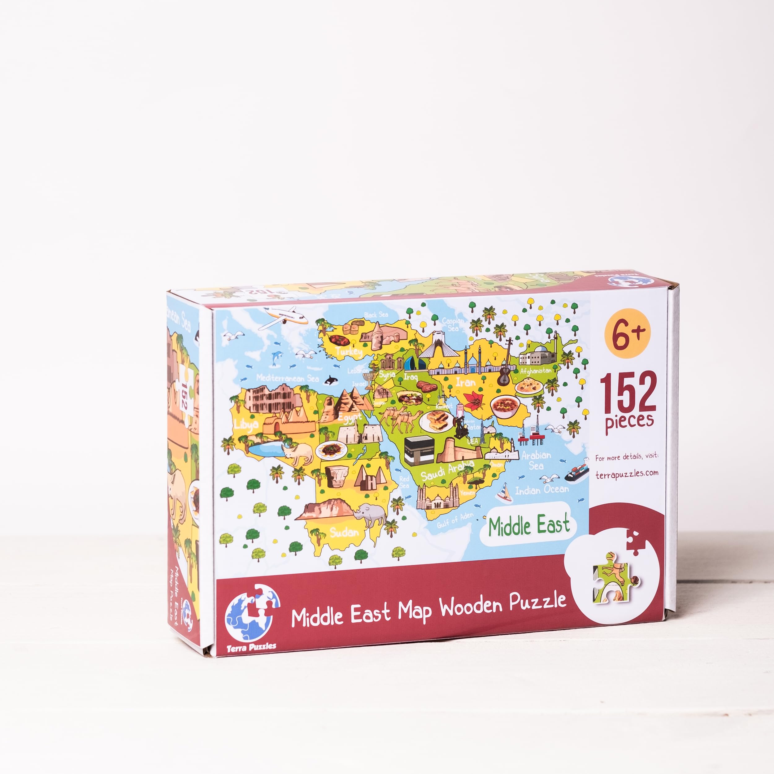 Middle East Map Wooden Jigsaw Puzzle 152 Piece, 15x10 inches