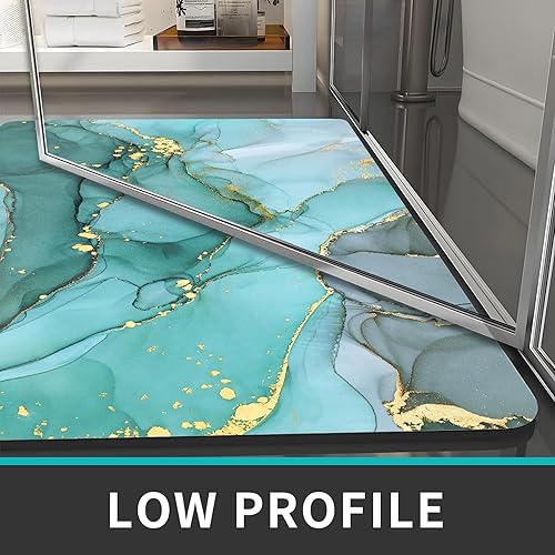 Miniatura 7 de DEXI Alfombras de baño de 2 piezas superabsorbentes, ultrafinas, de perfil bajo, antideslizantes, de secado rápido, lavables para fregadero, ducha,