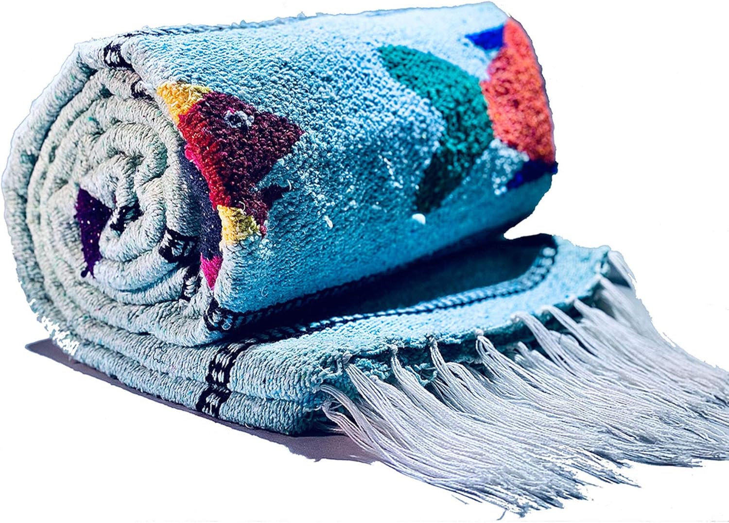 Serape Mexican Blanket, Yoga Mat, Camping Blanket, Beach Blanket, Picnic Blanket, Handmade Woven Throw Blanket, Home Decor, Car Blanket (Fish) (Ice)