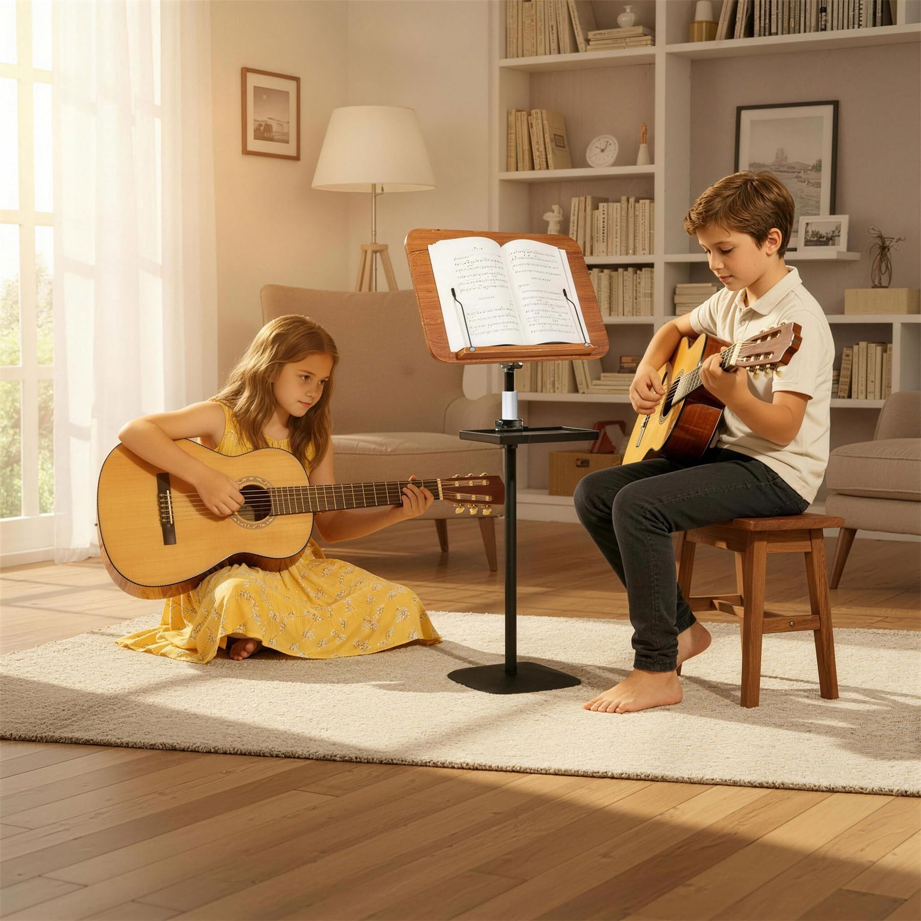 Pupitre pour partitions de musique, hauteur réglable de 60 cm à 140 cm, plateau inclinable à 180°, supports réglables pour s'entraîner à la lecture, au dessin, au travail, base stable pour les