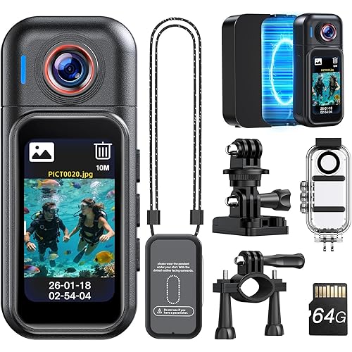 BOBLOV Mini Body Camera Waterproof, 64GB Wearable Camera with Smart Touch Screen, 7 Hours Recording with Charging Dock, Magnetic Clips, up to 33FT Waterproof Case for Vlogging, Daily Use W3