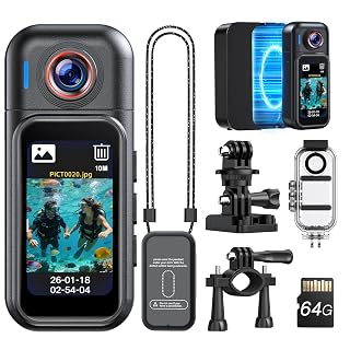 BOBLOV Mini Body Camera Waterproof, 64GB Wearable Camera with Smart Touch Screen, 7 Hours Recording with Charging Dock, Magnetic Clips, up to 33FT Waterproof Case for Vlogging, Daily Use W3 - Amazon product rated Grade A