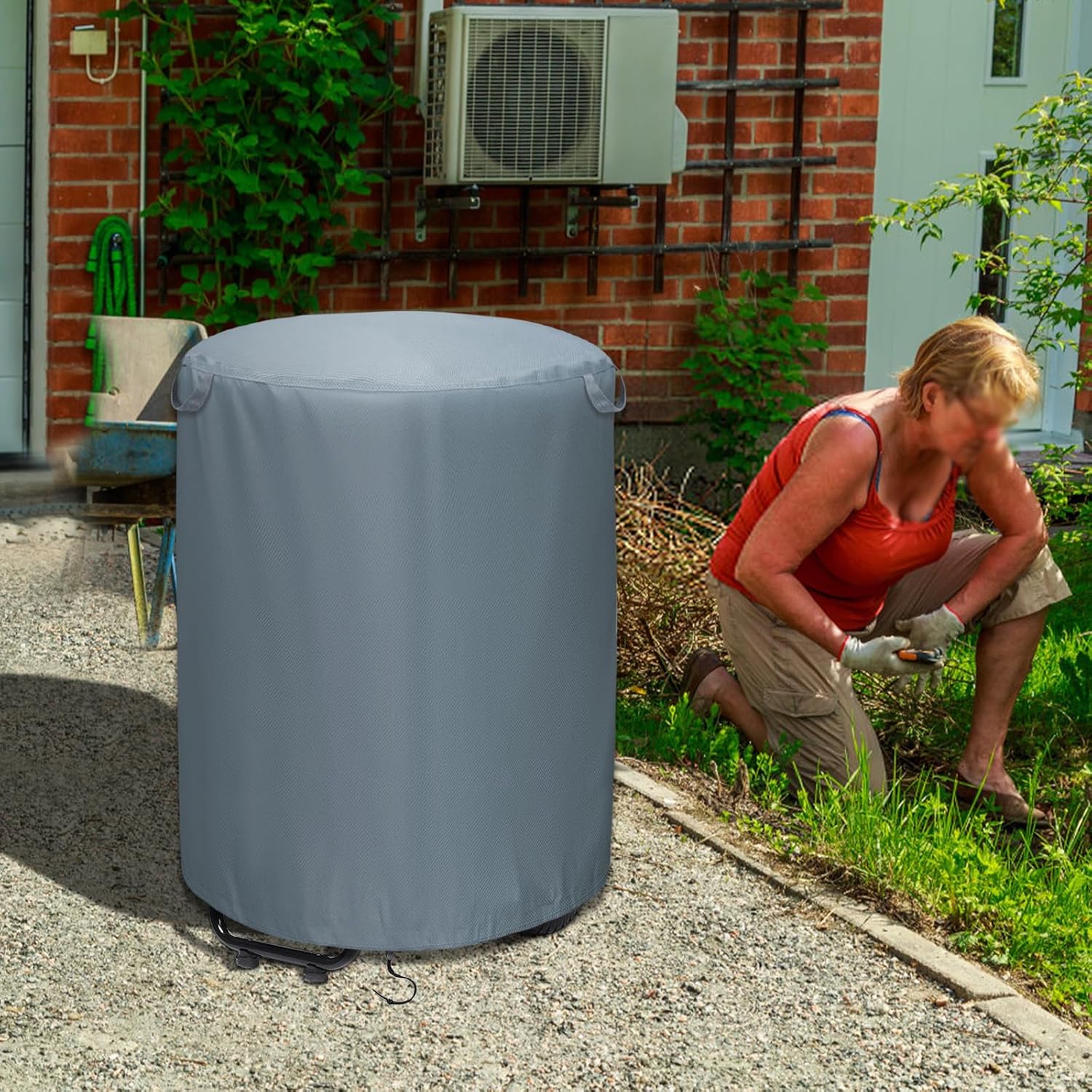 Woodchipper Shredder Mulcher Cover 33" x 45" Electric Leaf Mulcher Cover Shredder Protection (Grey)