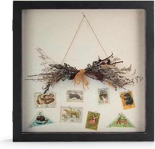 Miniatura 2 de TJ.MOREE Marco de caja de sombra de 12 x 12 pulgadas, vitrina con ventana de cristal, puerta de granja, marco de fotos de boda, recuerdos y fotos,