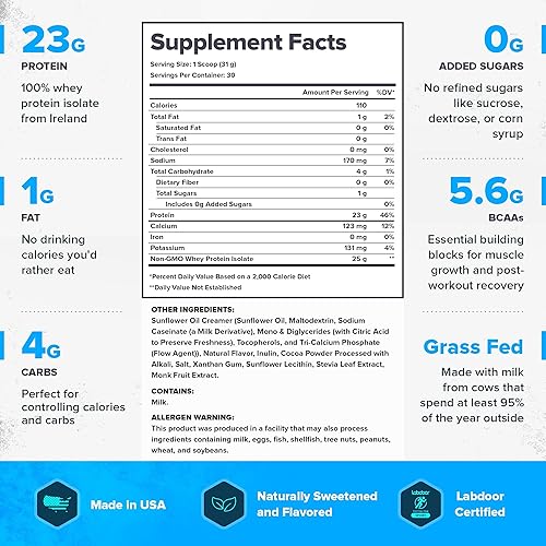 Vista 37 de LEGION Whey+ - Proteína aislada de suero de vacas alimentadas con pasto, baja en carbohidratos, baja en calorías, sin OMG, sin lactosa, sin gluten