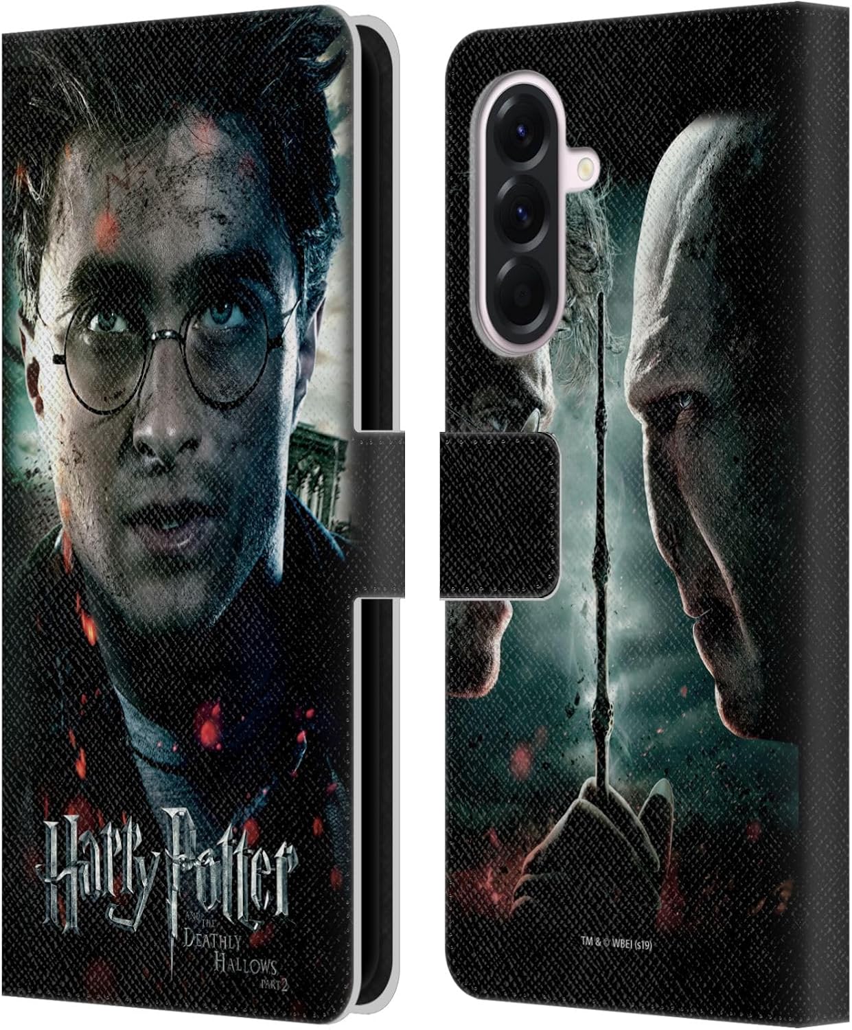 Head Case Designs Officially Licensed Harry Potter Potrait Deathly Hallows VIII Leather Wallet Case Compatible with Samsung Galaxy A56 5G